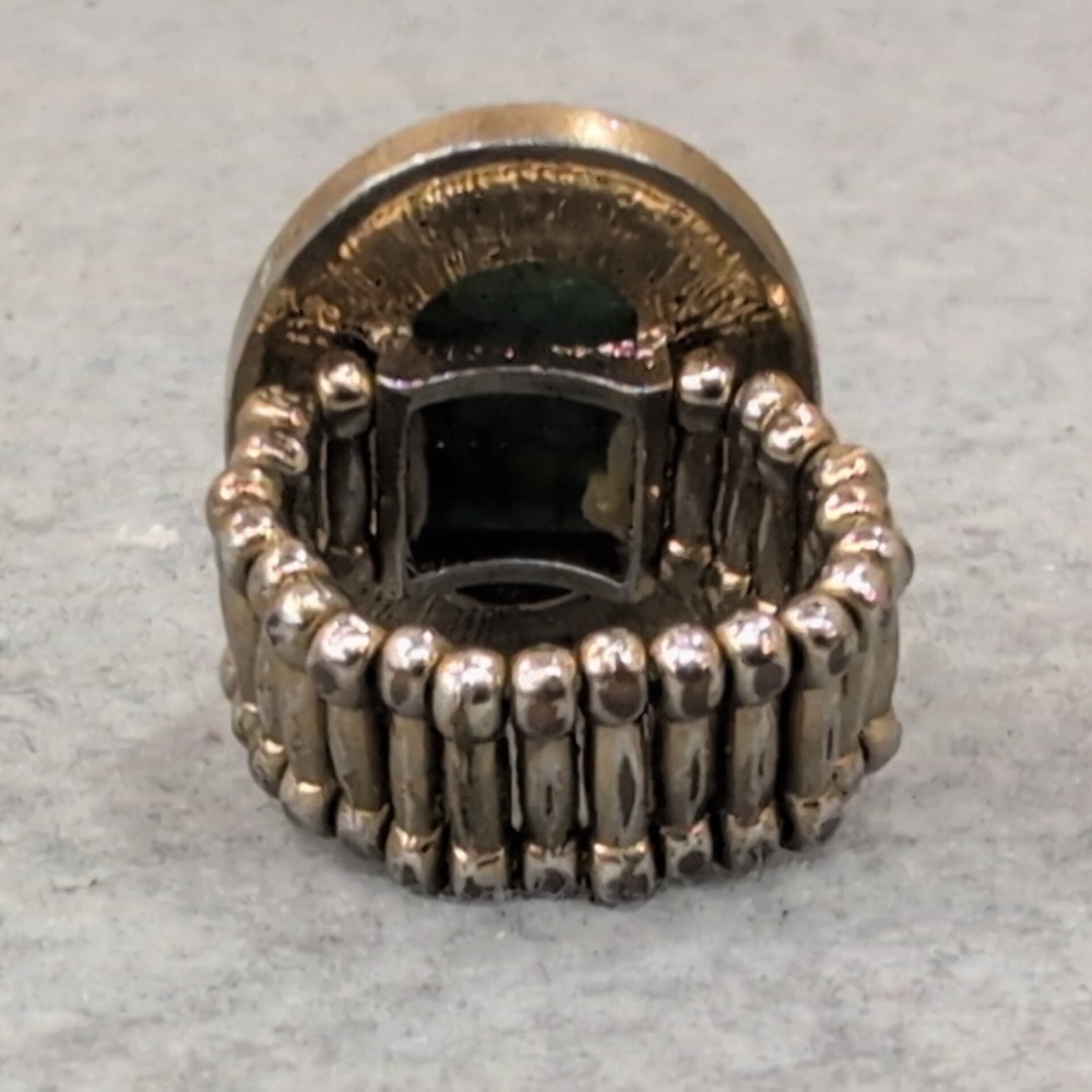 Vintage Oval Turquoise Style Gemstone Ring Gold Tone Adjustable Band Statement - Picture 2 of 3